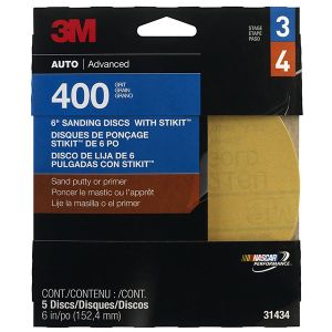 3M 6IN Sanding Discs with Stikit 400 Grit 5 pack