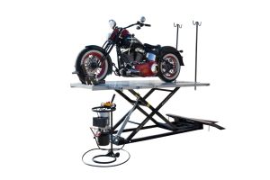 Titan Lifts Motorcycle Lift - Black/Grey - Diamond Plate Table - Ramp - Front & Side Extensions - 1500 lb. Capacity HDML-1500XLT-E-BG