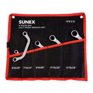 Sunex 5Pc Full Polish SAE Half Moon Box Wrench Set 9935