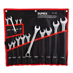 Sunex 14 Pc. SAE Raised Panel Combination Wrench Set 9714A