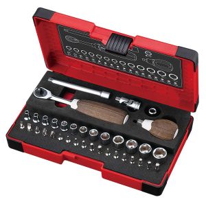 Vessel WOOD-COMPO Socket Wrenches 1/4 In.  Drive 36 Piece Set HRW2001MW
