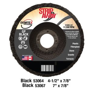 Gemtex Abrasives Strip Away Disc 4.5 in. Black 53064