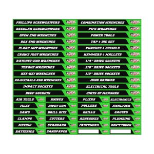 Viper Tool Storage Magnetic Toolbox Labels Pre-Printed Lime Green VMLLGPP