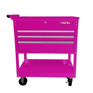 The Original Pink Box 3 in. 3-Drawer 18G Steel Utility Cart Pink PB33UCR
