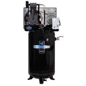 Industrial Air 80 Gallon Air Compressor Vertical 5 Hp Single Phase 2 Stage Baldor Motor With Mag Sta