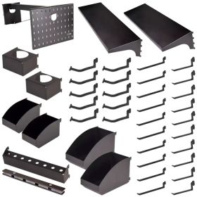Flextur 41-piece Accessory Kit for 14-gauge steel metal pegboard tool board panels.
