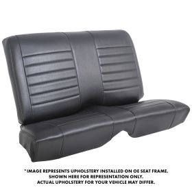 TMI Cruiser Rear Seat Upholstery Madrid Grain Black Vinyl Black Stitch 1964-69 Mustang Coupe 46-7080