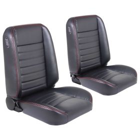 TMI Cruiser Classic Bucket Seats Madrid Grain Black Vinyl Red Stitch 47-9250-2295-RS