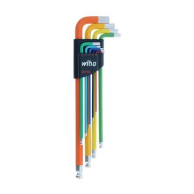 Wiha 9 Piece Ball End Color Coded Hex L-Key Set - Metric 66980