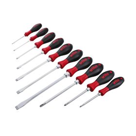 Wiha 10 Piece SoftFinish X Heavy Duty Slotted and Phillips Screwdriver Set 53099