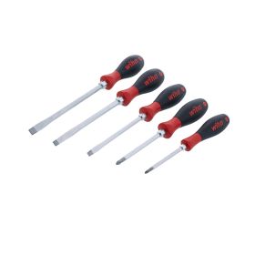 Wiha 5 Piece SoftFinish X Heavy Duty Slotted and Phillips Screwdriver Set 53095