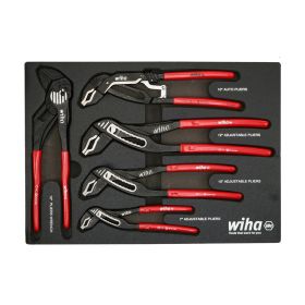 Wiha 5 Piece Classic Grip V-Jaw Tongue and Groove Pliers Tray Set 34691