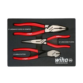 Wiha 3 Piece Classic Grip Pliers and Cutters Tray Set 34680
