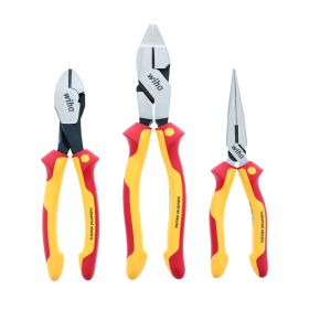 Wiha 3 Piece Insulated Industrial Grip Pliers and Cutters Set 32968