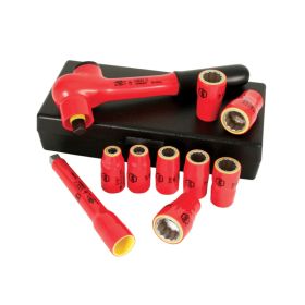 Wiha 10 Piece Insulated Socket and Ratchet Set 3/8in. Drive - SAE 31493