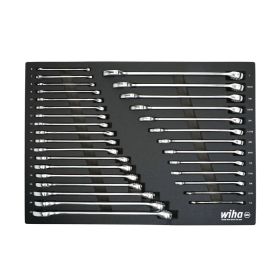 Wiha 31 Piece Combination Wrench Tray Set - SAE and Metric 30492