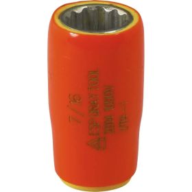 Gray Tools 7/16in. X 1/4in. Drive 12 Point Standard Length Socket 1000V Insulated V114-I