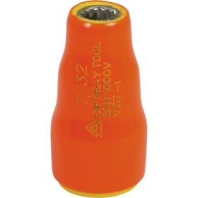 Gray Tools 7/32in. X 1/4in. Drive 12 Point Standard Length Socket 1000V Insulated V107-I