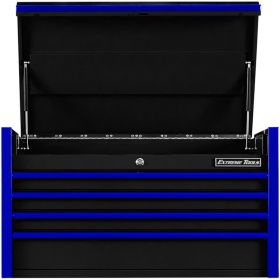 Extreme Tools DX Series 41in W x 25in D 4 Drawer Top Chest 100 lbs Slides  Black with Blue Drawer Pu