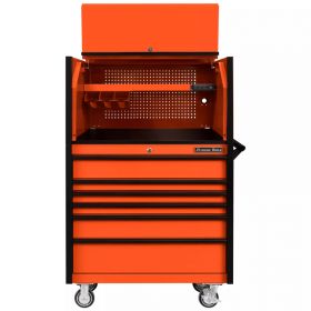 Extreme Tools DX Series 41in W x 25in D Extreme Power Workstation Hutch and 6-Drawer Roller Cabinet 