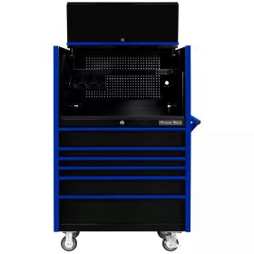 Extreme Tools DX Series 41in W x 25in D Extreme Power Workstation Hutch and 6-Drawer Roller Cabinet 