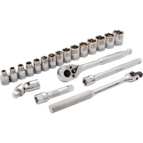 Dynamic Tools 3/8in. Drive 20 Piece 6 Point Standard Metric Socket Set 6mm - 20mm D010010