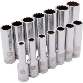 Dynamic Tools 3/8in. Drive 14 Piece 12 Point Deep Metric Socket Set 6mm - 19mm D010007
