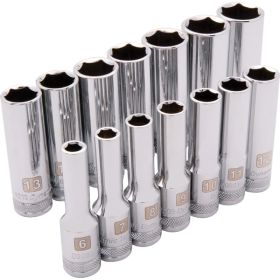 Dynamic Tools 3/8in. Drive 14 Piece 6 Point Deep Metric Socket Set 6mm - 19mm D010005