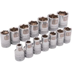 Dynamic Tools 3/8in. Drive 14 Piece 6 Point Standard Metric Socket Set 6mm - 19mm D010004