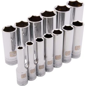 Dynamic Tools 3/8in. Drive 13 Piece 6 Point Deep SAE Socket Set 1/4in. - 1in. D010001