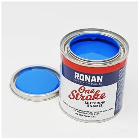 Ronan One Stroke Lettering Enamel Process Blue Quarter Pint