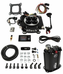 FiTech Go EFI 4 Barrel Kit - 600HP - Black Finish - w/ Force Fuel System 35202