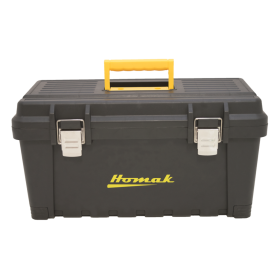 Homak 16 Inch Black Plastic Tool Box w/Metal Latches & Plastic Tray BK00216001