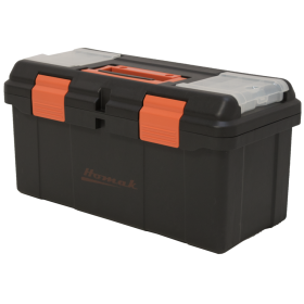 Homak 23 Inch Plastic Tool box with Tray & Dividers BK00122006