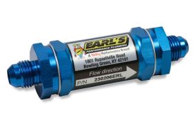 Earls Fuel Filter w/ Screen Type Element - 85 Micron - 4 AN Male Inlet & Outlet - Blue 230204ERL