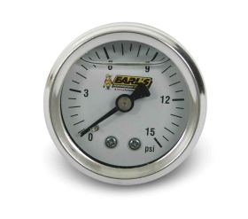 Earls Fuel Pressure Gauge - Oil-filled - 1.5" - 0 to 15 PSI - 1/8 NPT male thread 100189ERL