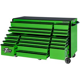 Extreme Tools RX Series 72 In.W x 30 In.D 19 Drawer Roller Cabinet Green  RX723019RCGNBK-250