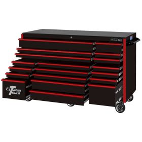 Extreme Tools RX Series 72 In.W x 30 In.D 19 Drawer Roller Cabinet Black  RX723019RCBKRD-250