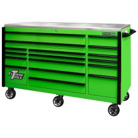Extreme Tools EXQ Series 72 In.W x 30 In.D Professional Triple Bank Roller Cabinet Green EX7217RCQGN