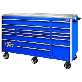 Extreme Tools EXQ Series 72 In.W x 30 In.D Professional Triple Bank Roller Cabinet Blue EX7217RCQBLC