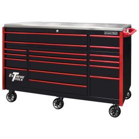 Extreme Tools EXQ Series 72 In.W x 30 In.D Professional Triple Bank Roller Cabinet Black EX7217RCQBK