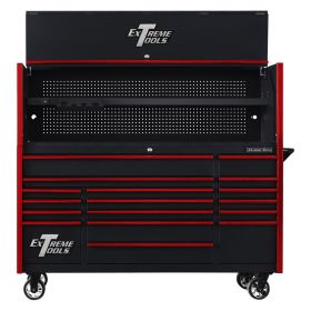 Extreme Tools DX Series 72 In. Professional Hutch and Roller Cabinet Combo Black DX7218HRKR