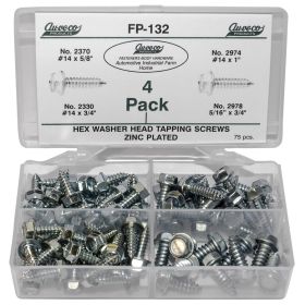 Auveco Hex Washer Head Tapping Screws 75 Pieces  FP-132