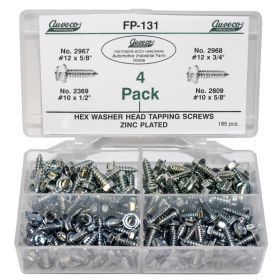 Auveco Hex Washer Head Tapping Screws 165 Pieces  FP-131