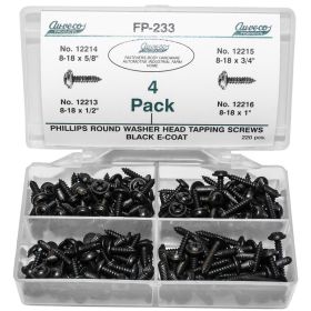 Auveco Phillips Round Black Screws 220 Pieces  FP-233