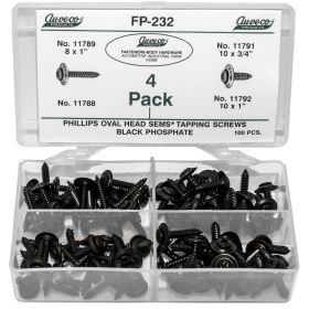 Auveco Phillips Oval HD Black Screws 100 Pieces  FP-232