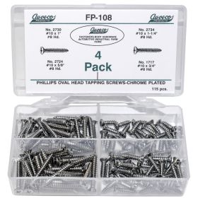 Auveco Phillips Oval HD Tap Screws Chrome 115 Pieces  FP-108