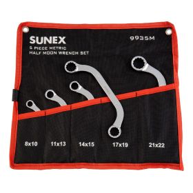 Sunex 5Pc Metric Full Polish Half Moon Box Wrench Set 9935M