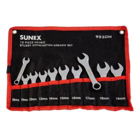 Sunex 10 Pc. Metric Stubby Full Polish Combination Wrench Set 9930M