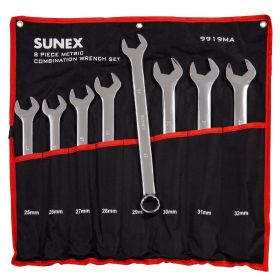 Sunex 8 Pc. Metric Full Polish V-Groove Combination Wrench Set 9919MA